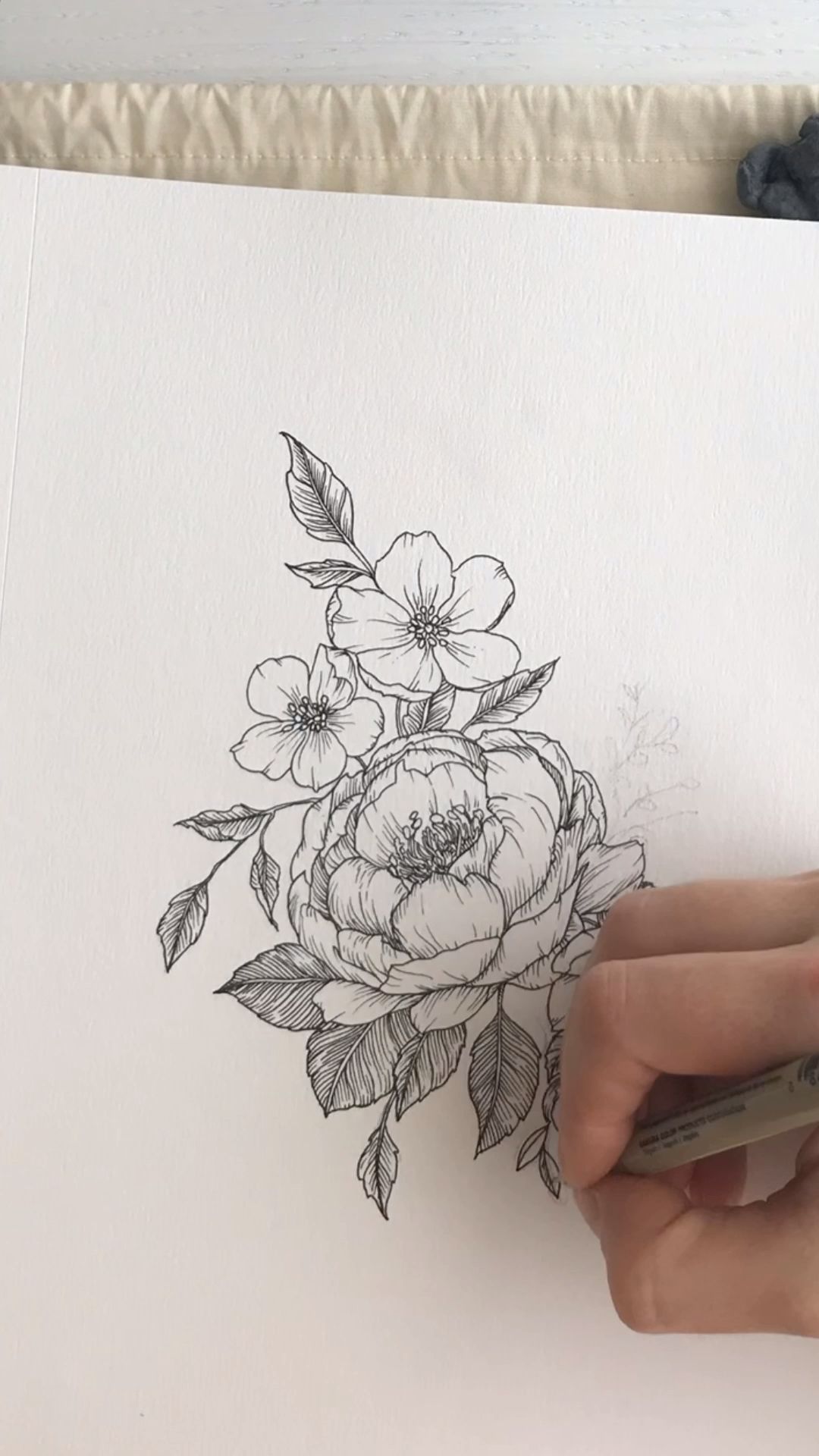 Start to finish floral ink drawing - Start to finish floral ink drawing -   16 beauty Drawings of flowers ideas