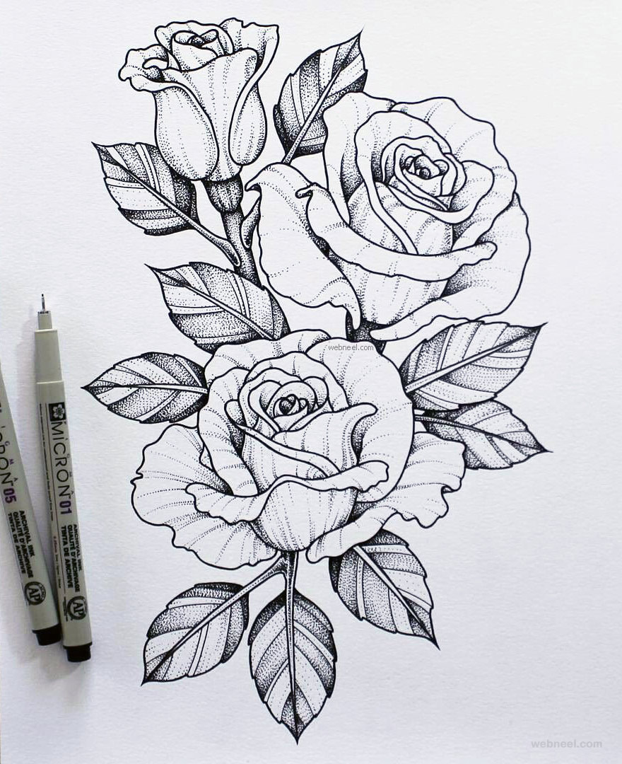 flower drawing rose — Steemit - flower drawing rose — Steemit -   16 beauty Drawings of flowers ideas