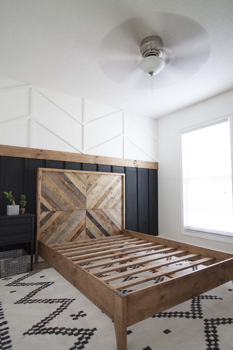 DIY Reclaimed Wood Bed - West Elm Inspired | ORC Week 3 - - DIY Reclaimed Wood Bed - West Elm Inspired | ORC Week 3 - -   16 diy Headboard herringbone ideas