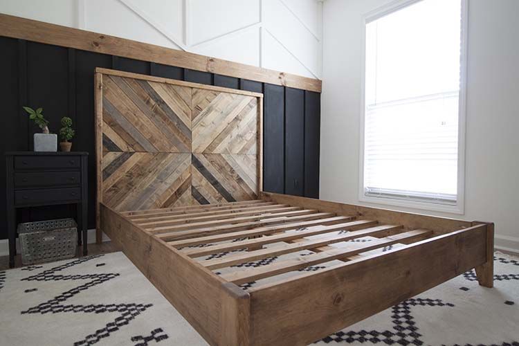 DIY Reclaimed Wood Bed - West Elm Inspired | ORC Week 3 - - DIY Reclaimed Wood Bed - West Elm Inspired | ORC Week 3 - -   16 diy Headboard herringbone ideas