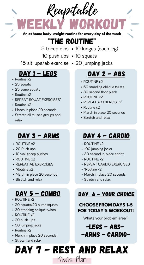Repeatable Weekly Workout - Kiwi's Plan - Repeatable Weekly Workout - Kiwi's Plan -   16 fitness Routine weekly ideas