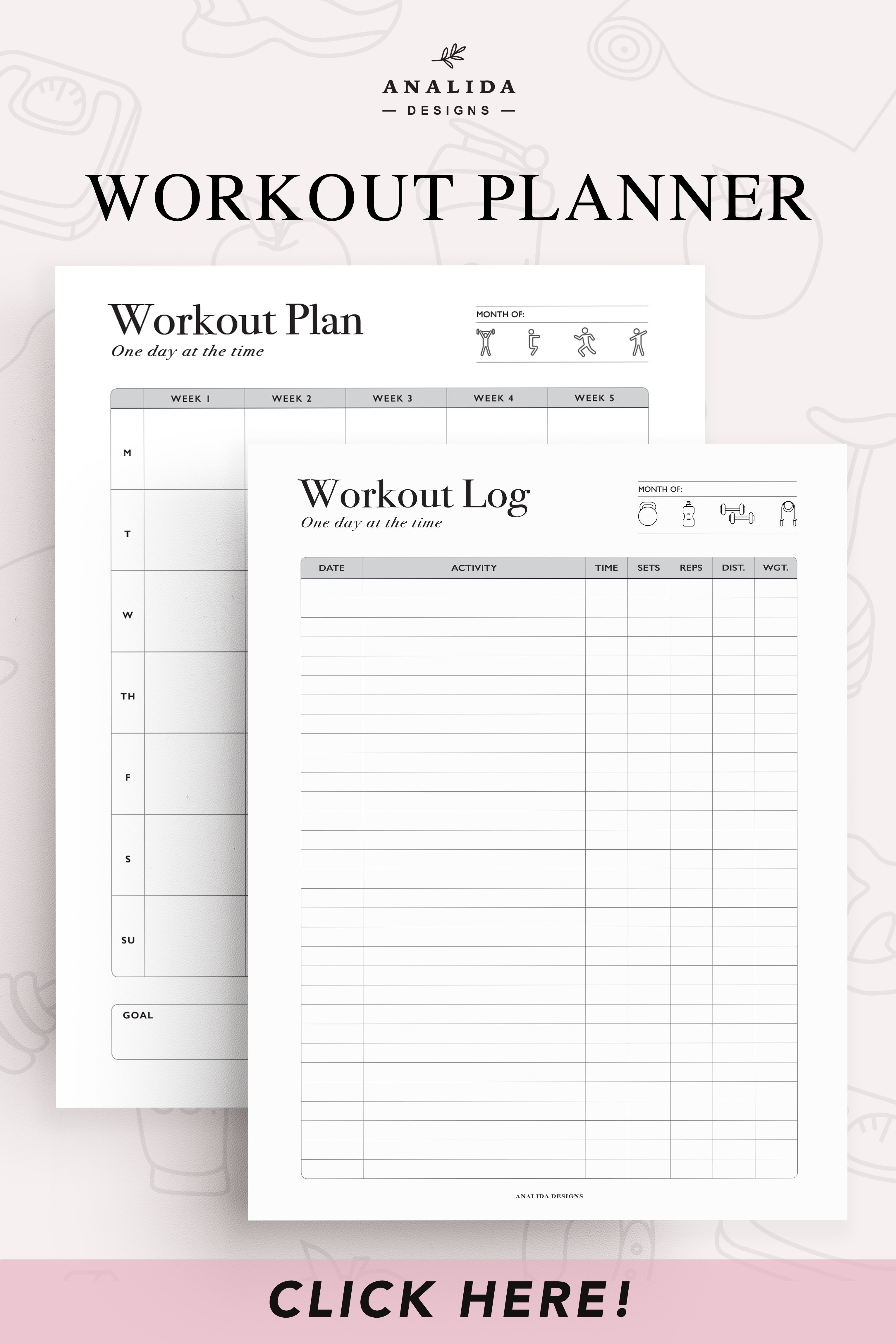 Workout Planner Printable, Exercise Log, Workout Template, Workout Calendar, Fitness Planner - Workout Planner Printable, Exercise Log, Workout Template, Workout Calendar, Fitness Planner -   16 monthly fitness Goals ideas