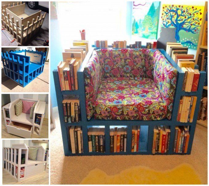 Over 60 of the BEST DIY Pallet Ideas - Over 60 of the BEST DIY Pallet Ideas -   17 diy Bookshelf chair ideas