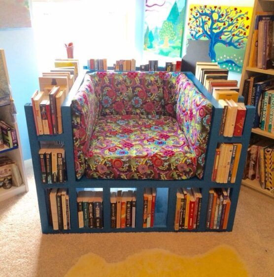 17 diy Bookshelf chair ideas