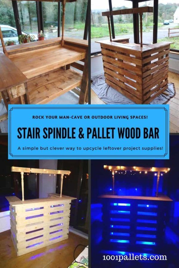 Stair Spindle Pallet Bar Makes Easy Backyard Project! • 1001 Pallets - Stair Spindle Pallet Bar Makes Easy Backyard Project! • 1001 Pallets -   17 diy Muebles hombre ideas