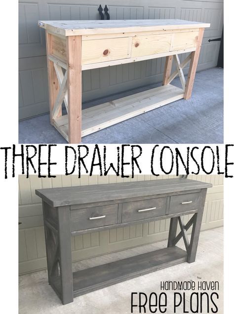 Three Drawer Console - Three Drawer Console -   17 diy Table with drawers ideas