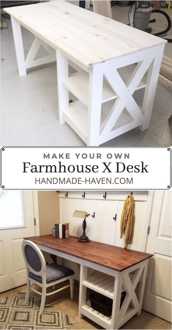 Farmhouse X Office  Desk - Farmhouse X Office  Desk -   17 diy Table with drawers ideas