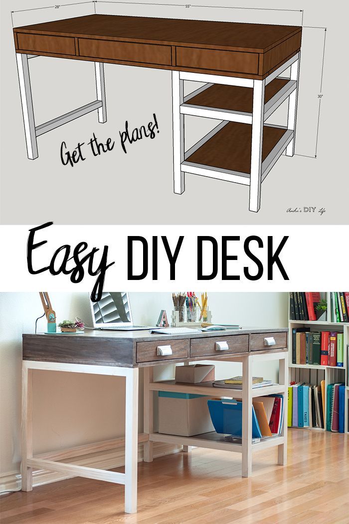 DIY Modern Farmhouse Desk With Drawers And Shelf - DIY Modern Farmhouse Desk With Drawers And Shelf -   17 diy Table with drawers ideas