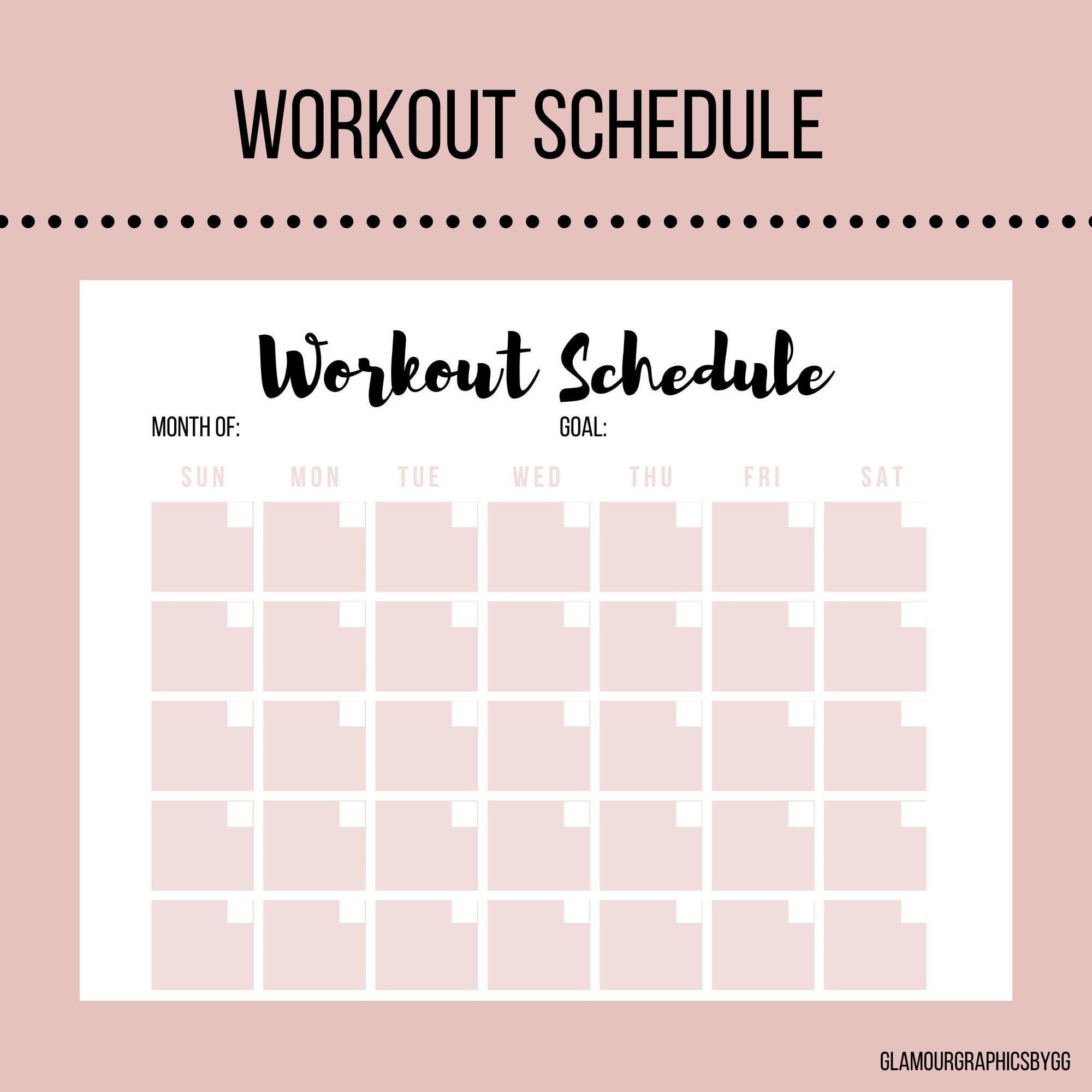 Workout Schedule| Fitness Planner| Workout Printable| Blush| 8.5x11in - Workout Schedule| Fitness Planner| Workout Printable| Blush| 8.5x11in -   17 fitness Challenge women ideas