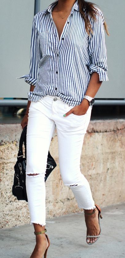 White pants outfits - how to style white pants - White pants outfits - how to style white pants -   17 nautical style Women ideas