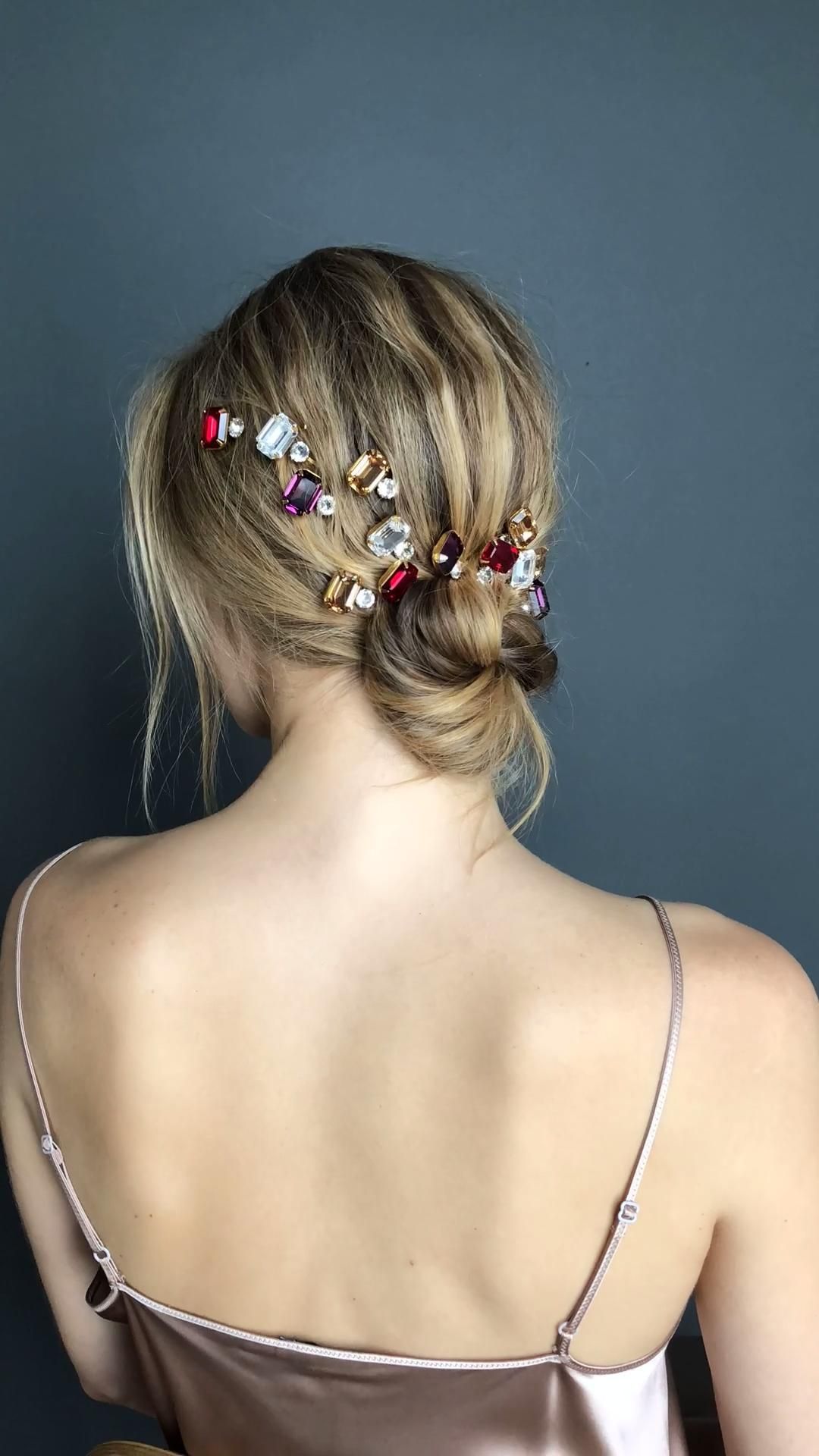 DIY hair: bejeweled low chignon - DIY hair: bejeweled low chignon -   17 style Hair girl ideas