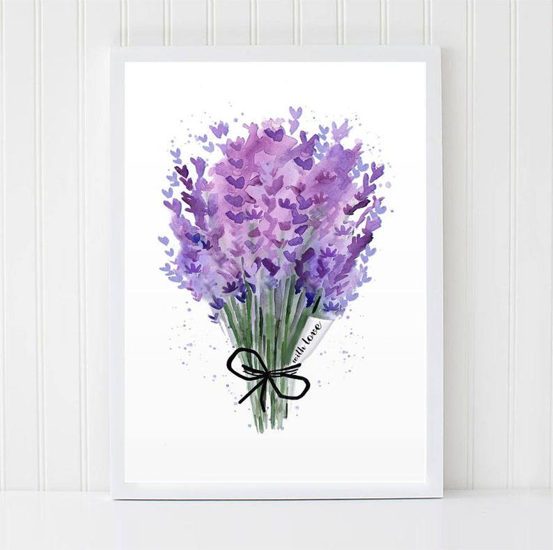 Lavender art Flower watercolor Lilac Bouquet Purple | Etsy - Lavender art Flower watercolor Lilac Bouquet Purple | Etsy -   18 beauty Art flowers ideas