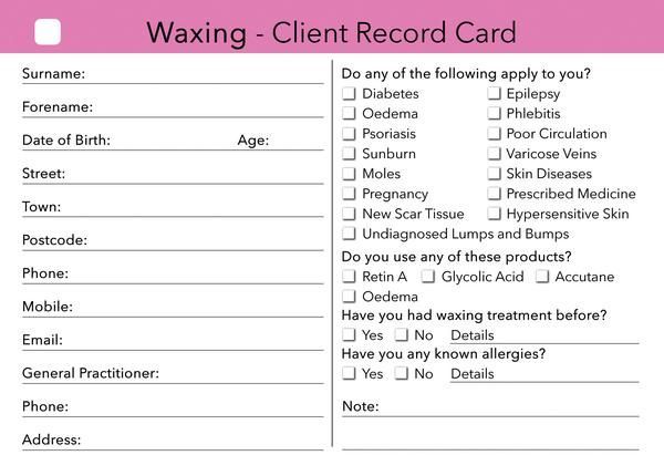 Waxing Client Card / Treatment Consultation Card - Waxing Client Card / Treatment Consultation Card -   18 beauty Therapy marketing ideas