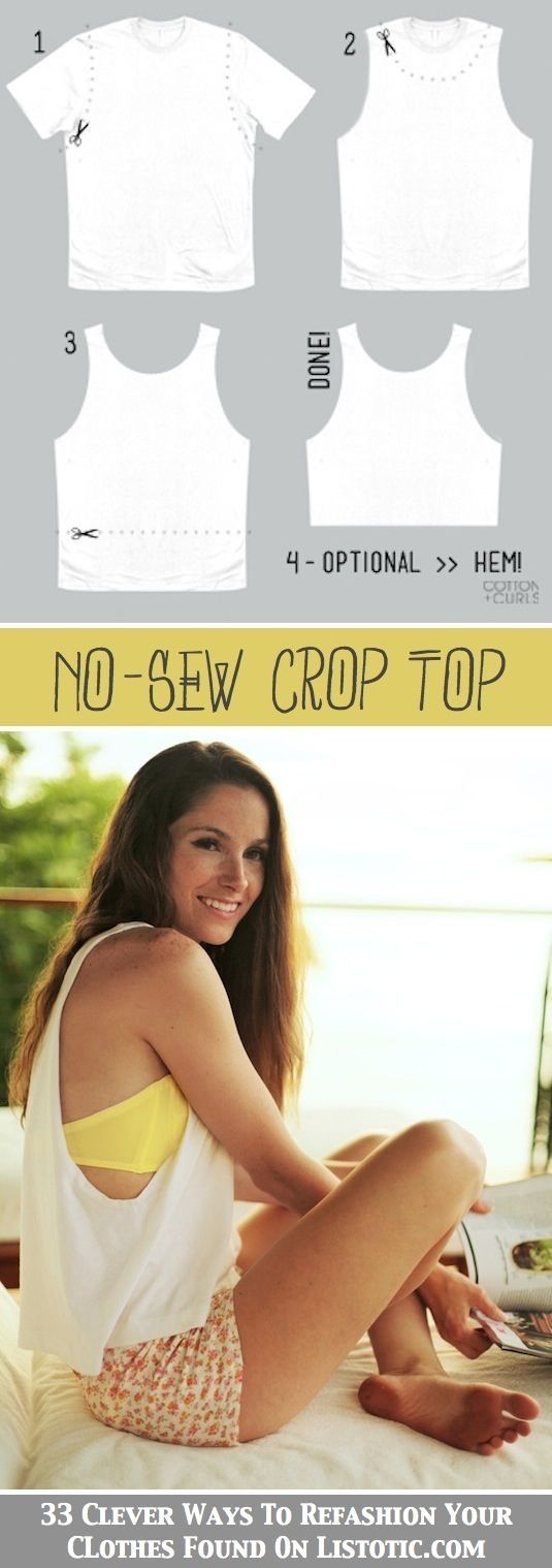 DIY No Sew Crop Top - DIY No Sew Crop Top -   18 diy Clothes for teens ideas