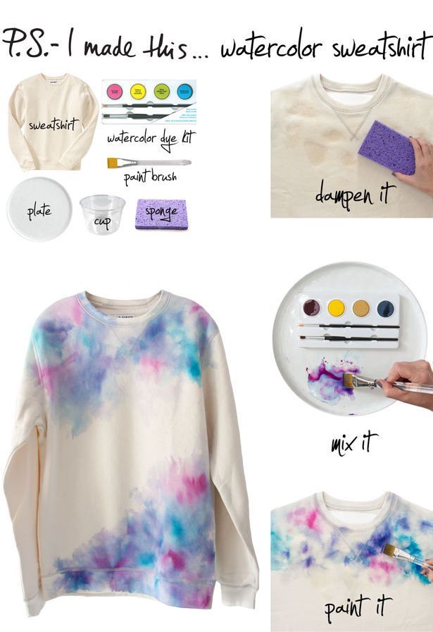 DIY Watercolor Sweatshirt - DIY Watercolor Sweatshirt -   18 diy Clothes for teens ideas