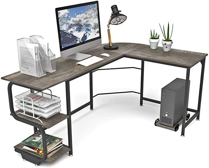 Teraves Reversible L Shaped Desk with Shelves Workstation for Home Office - Teraves Reversible L Shaped Desk with Shelves Workstation for Home Office -   18 diy Desk gaming ideas