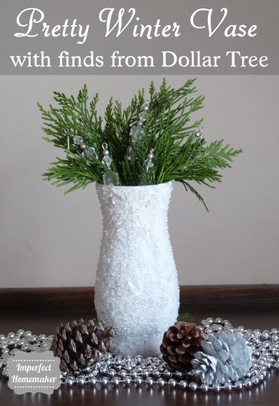 Pretty Winter Vase | Imperfect Homemaker - Pretty Winter Vase | Imperfect Homemaker -   18 diy Dollar Tree vase ideas