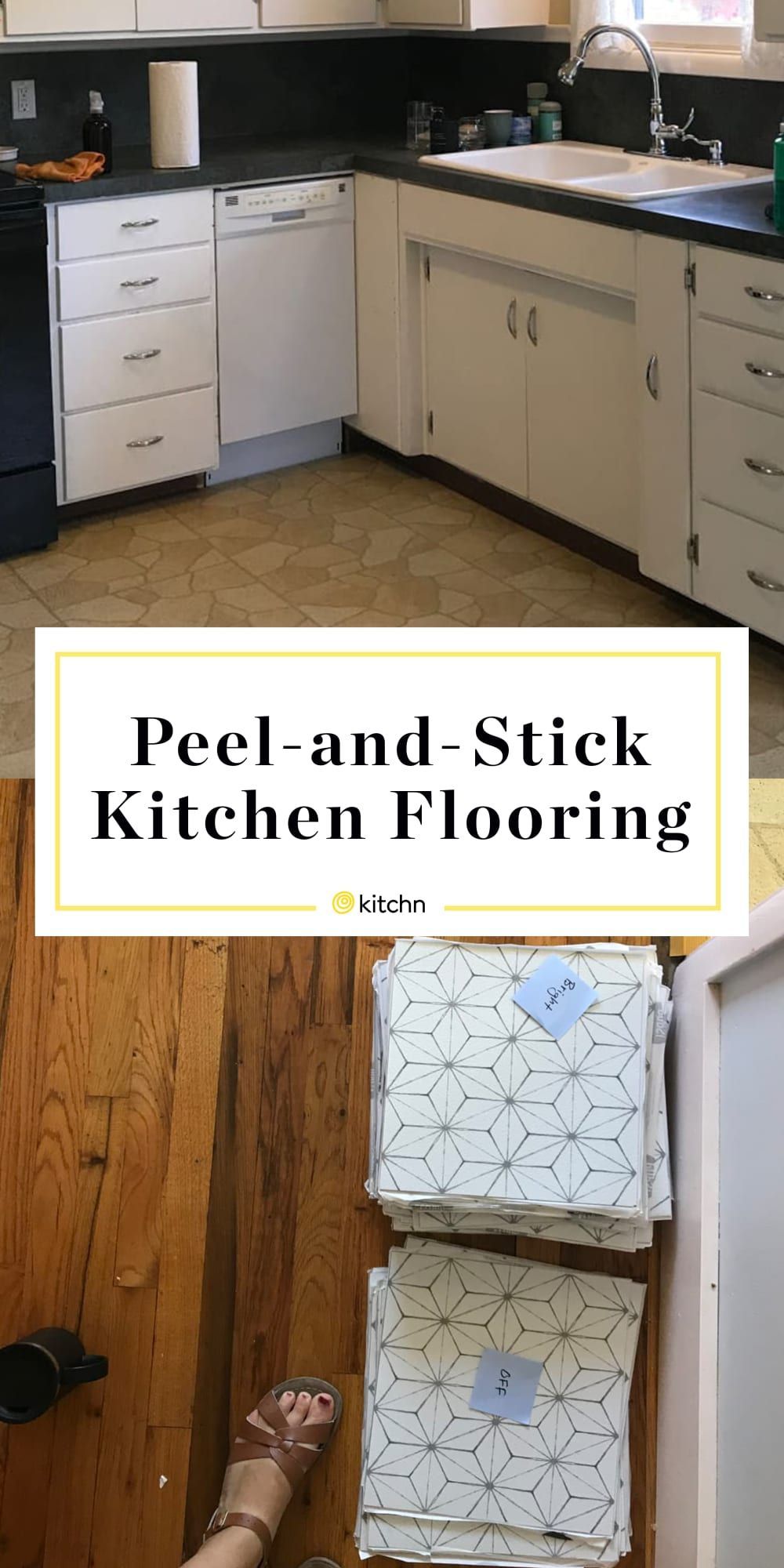 Before & After: I Made Over My Kitchen with Peel-and-Stick Tiles - Before & After: I Made Over My Kitchen with Peel-and-Stick Tiles -   18 diy Kitchen floor ideas