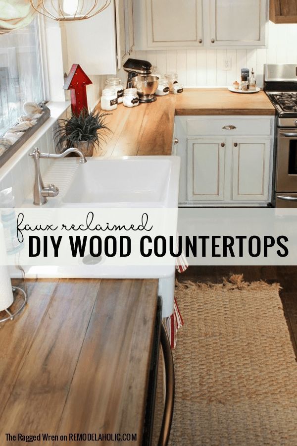 How to Create Faux Reclaimed Wood Countertops - How to Create Faux Reclaimed Wood Countertops -   18 diy Kitchen floor ideas