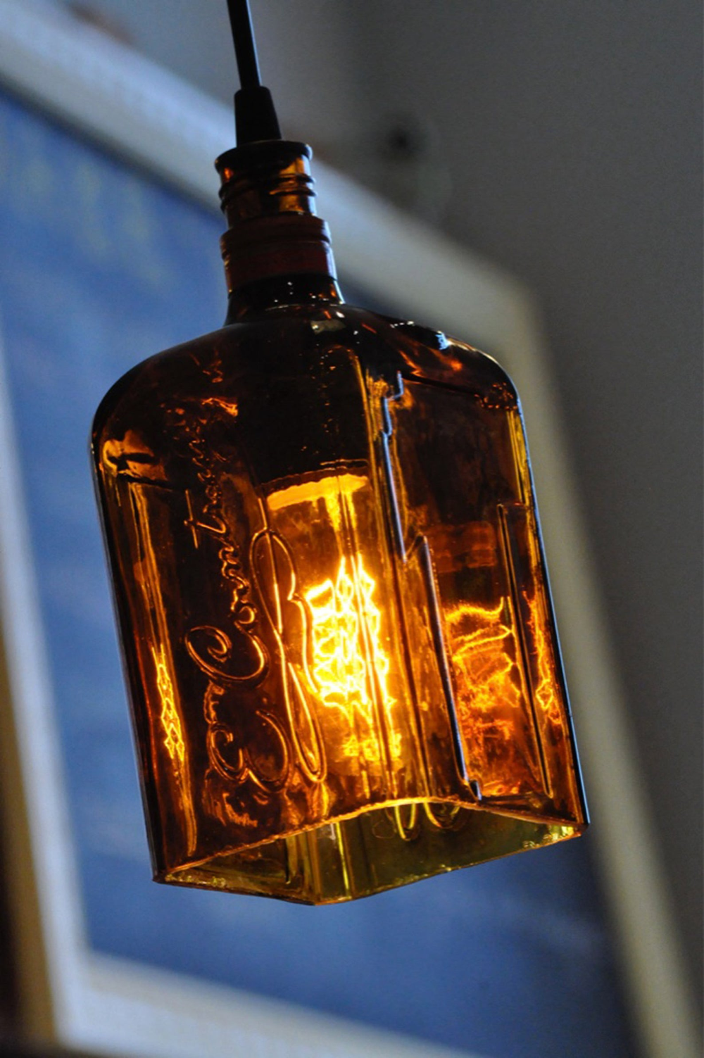 Cointreau Hanging Recycled Bottle Pendant Lamp - Cointreau Hanging Recycled Bottle Pendant Lamp -   18 diy Lamp bottle ideas
