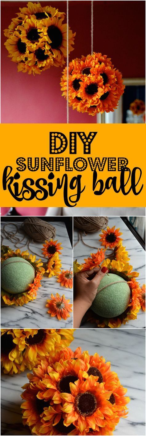 DIY Hanging Sunflower Pendants (Sunflower Kissing Balls) - DIY Hanging Sunflower Pendants (Sunflower Kissing Balls) -   18 diy simple ideas
