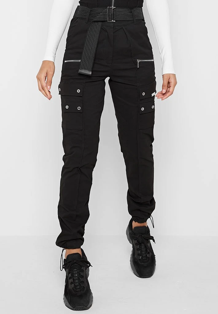 Cargo Trousers with Self Belt - Black - Cargo Trousers with Self Belt - Black -   18 style Edgy trousers ideas