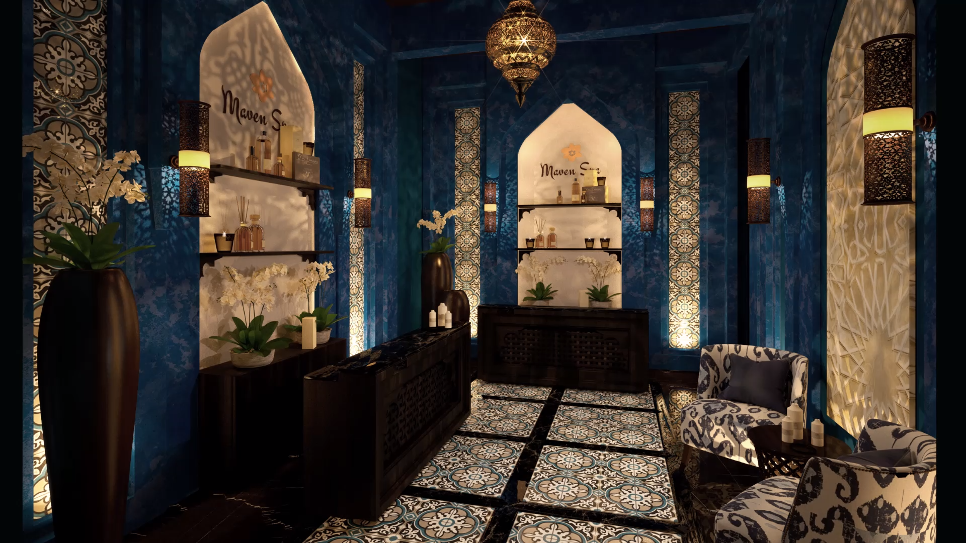 Arabic style beauty salon interior design with luxury decorations - Arabic style beauty salon interior design with luxury decorations -   19 beauty Spa interior ideas