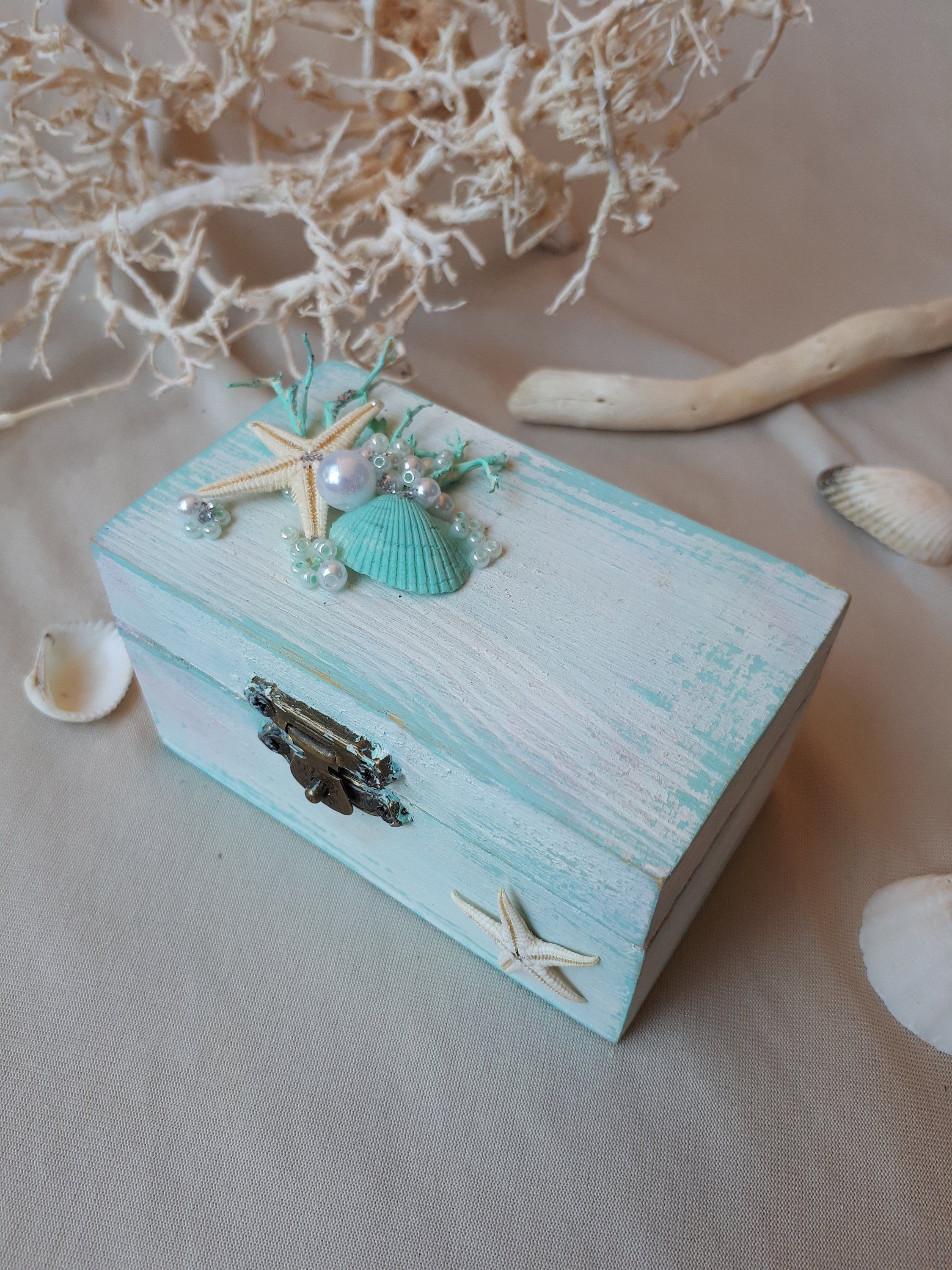 Personalized Wedding Ring Box Engagement Ring Holder Romantic Ring Bearer Beach Wedding Pillow Turquoise Ring Holder With Starfish & Shells - Personalized Wedding Ring Box Engagement Ring Holder Romantic Ring Bearer Beach Wedding Pillow Turquoise Ring Holder With Starfish & Shells -   19 diy Box painting ideas