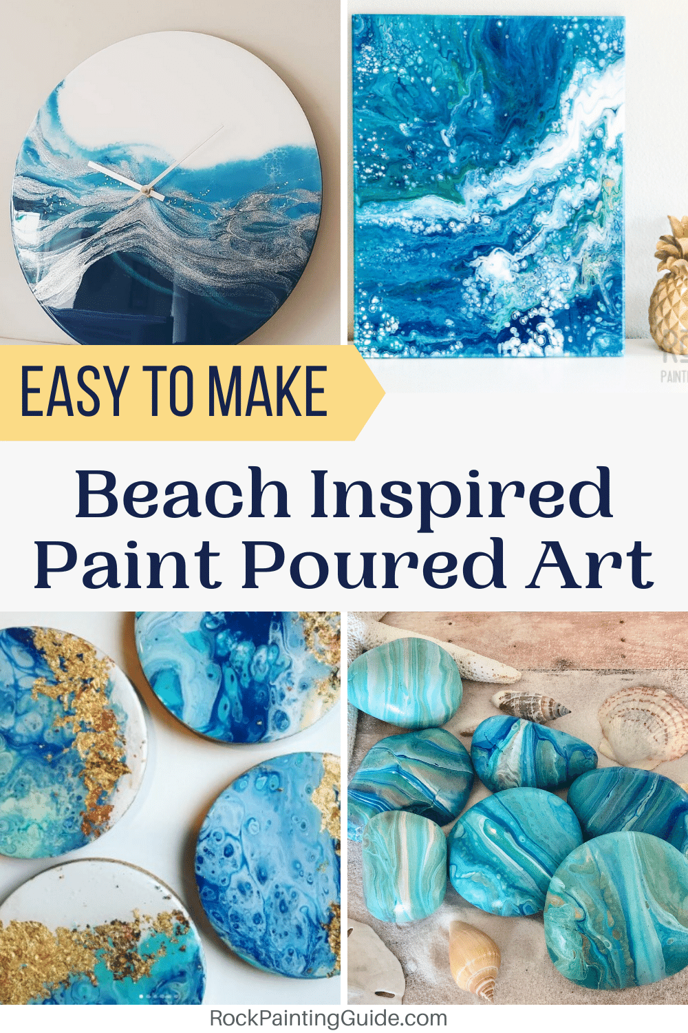 EASY Beach Inspired Paint Pouring Art - EASY Beach Inspired Paint Pouring Art -   19 diy Crafts step by step ideas
