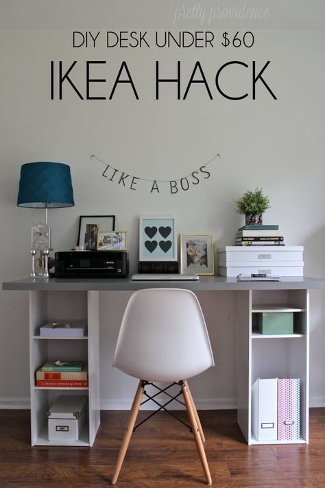 IKEA HACK Desk with Storage Shelves - Pretty Providence - IKEA HACK Desk with Storage Shelves - Pretty Providence -   19 diy Interieur small ideas