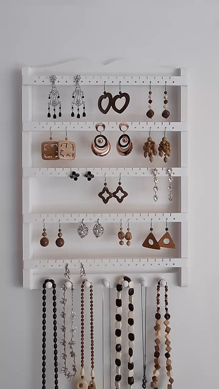 Jewelry Organizer Wall, Bracelet Holder Wood, Earring Display, Necklace Hanger, Earring Holder - Jewelry Organizer Wall, Bracelet Holder Wood, Earring Display, Necklace Hanger, Earring Holder -   diy Jewelry hanger