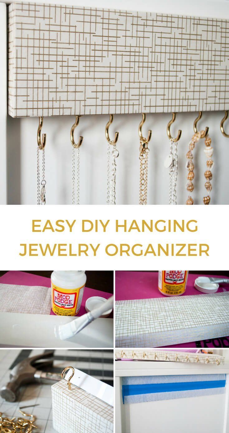 Easy DIY Jewelry Organizer for Tangle-Free Necklaces - Merriment Design - Easy DIY Jewelry Organizer for Tangle-Free Necklaces - Merriment Design -   19 diy Jewelry hanger ideas