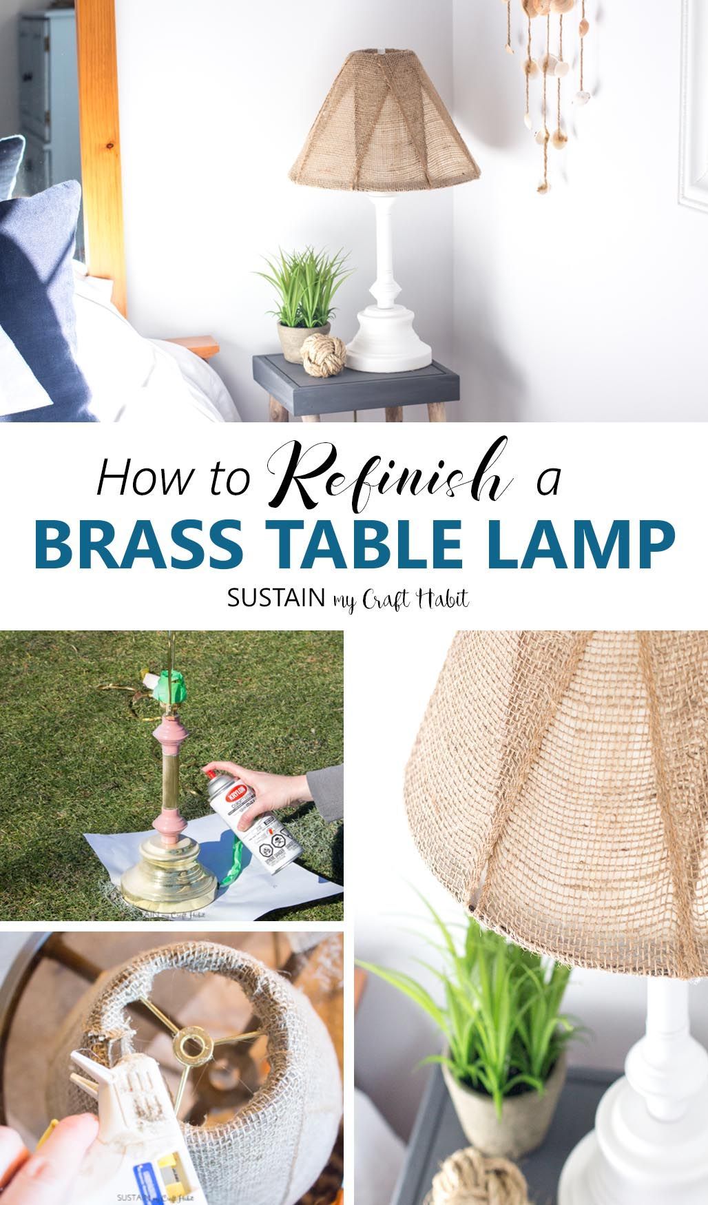 A DIY Brass Lamp Makeover with a Burlap Lampshade - A DIY Brass Lamp Makeover with a Burlap Lampshade -   19 diy Lamp makeover ideas