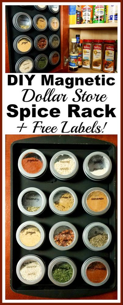 DIY Magnetic Dollar Store Spice Rack with Free Printable Spice Jar Labels - DIY Magnetic Dollar Store Spice Rack with Free Printable Spice Jar Labels -   19 diy Organization spices ideas