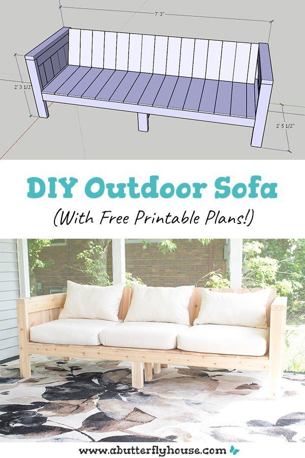 DIY Outdoor Sofa (With Free Printable Plans!) - A Butterfly House - DIY Outdoor Sofa (With Free Printable Plans!) - A Butterfly House -   19 diy Outdoor deko ideas