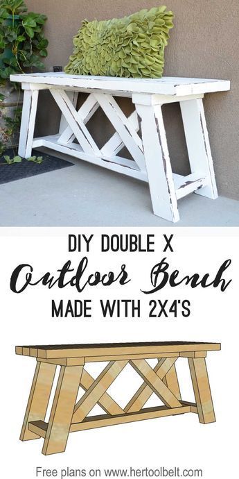 Double X Bench Plans - Her Tool Belt - Double X Bench Plans - Her Tool Belt -   19 diy Outdoor deko ideas