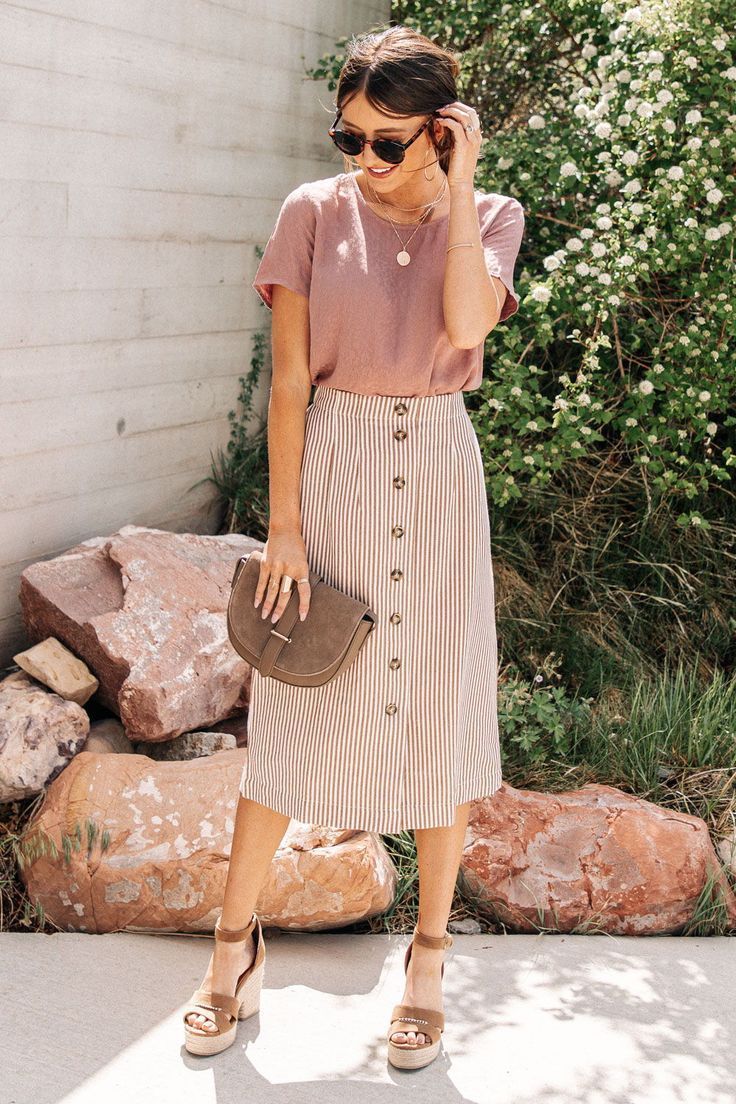 Klara Striped Midi Skirt - Klara Striped Midi Skirt -   19 style Summer modest ideas