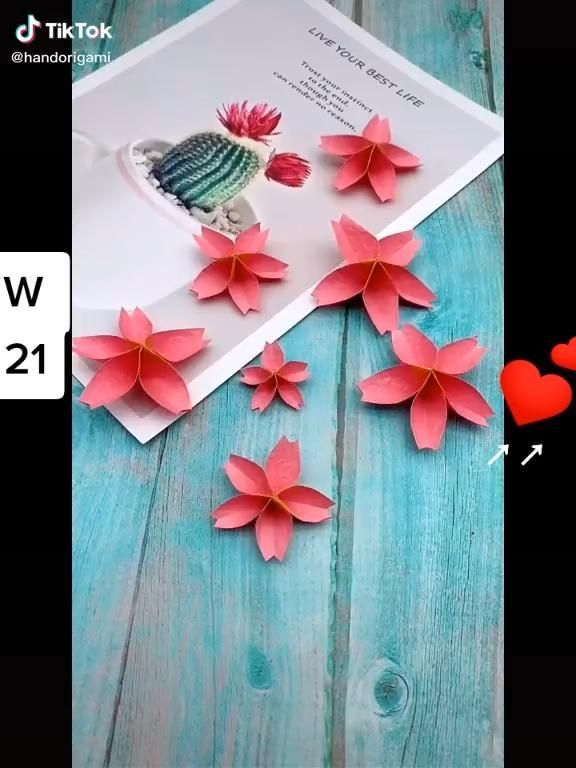 Origami video. Easy. Beautiful red cherry blossoms. - Origami video. Easy. Beautiful red cherry blossoms. -   23 blossom diy Videos ideas