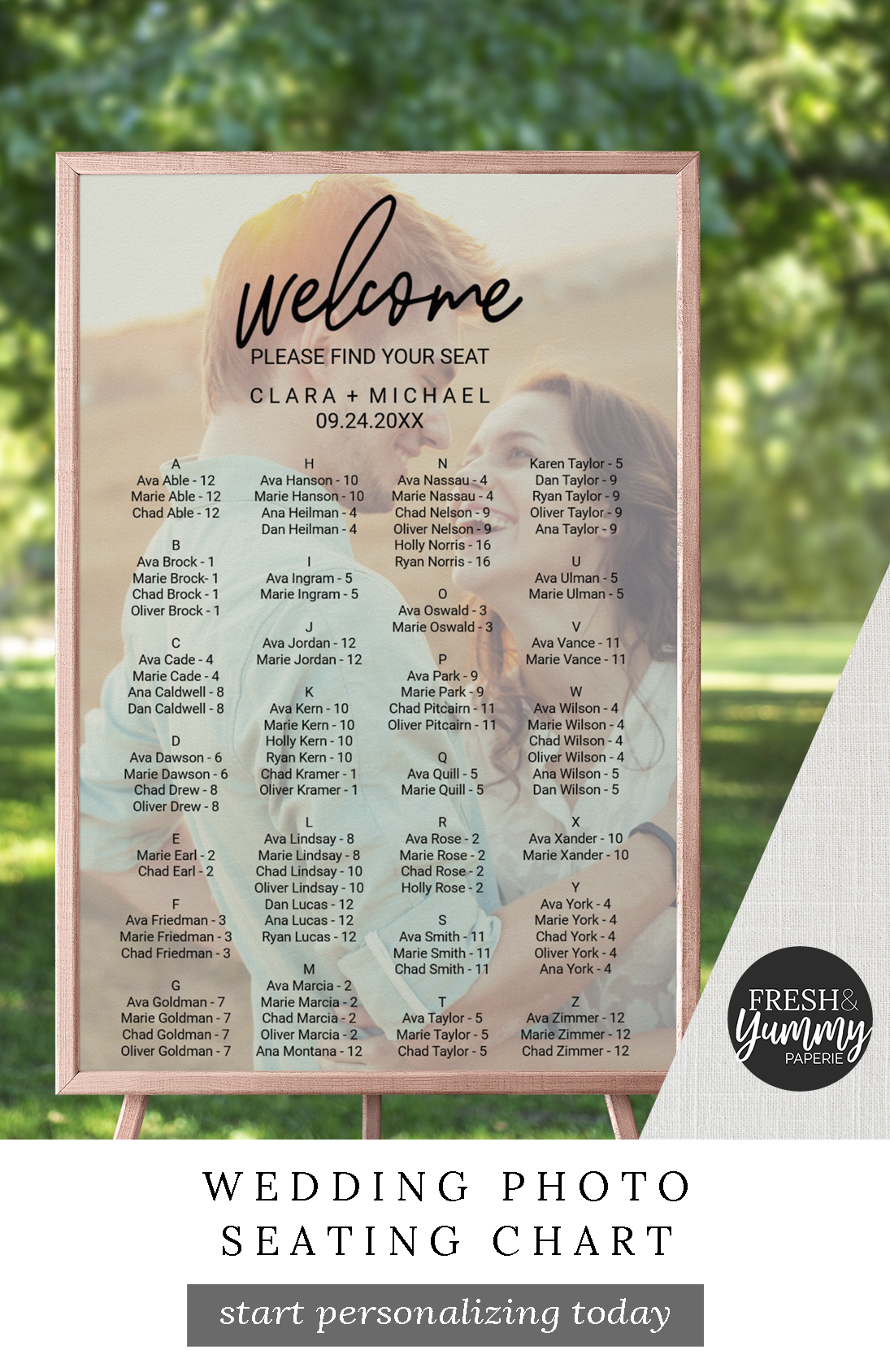Personalized Wedding Photo Seating Chart by Fresh and Yummy Paperie - Personalized Wedding Photo Seating Chart by Fresh and Yummy Paperie -   25 diy Wedding seating chart ideas