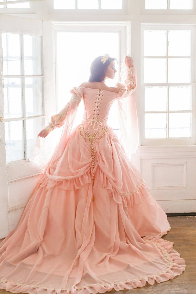 Rose Pink Sleeping Beauty Princess Medieval Fantasy Gown Custom Color and Size - Rose Pink Sleeping Beauty Princess Medieval Fantasy Gown Custom Color and Size -   14 beauty Dresses fantasy ideas