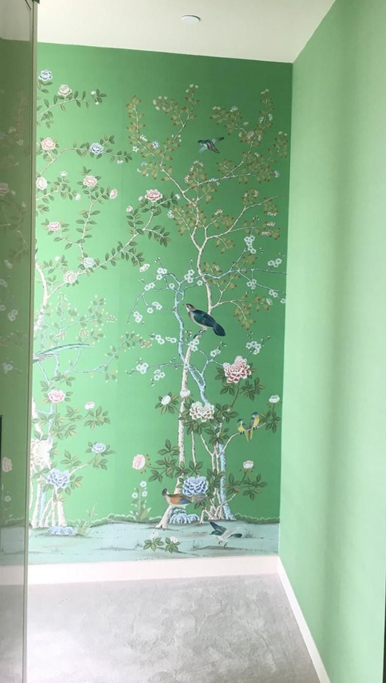 chinoiserie wallpaper on Emerald green dyed silk---deposit - chinoiserie wallpaper on Emerald green dyed silk---deposit -   14 beauty Wallpaper green ideas
