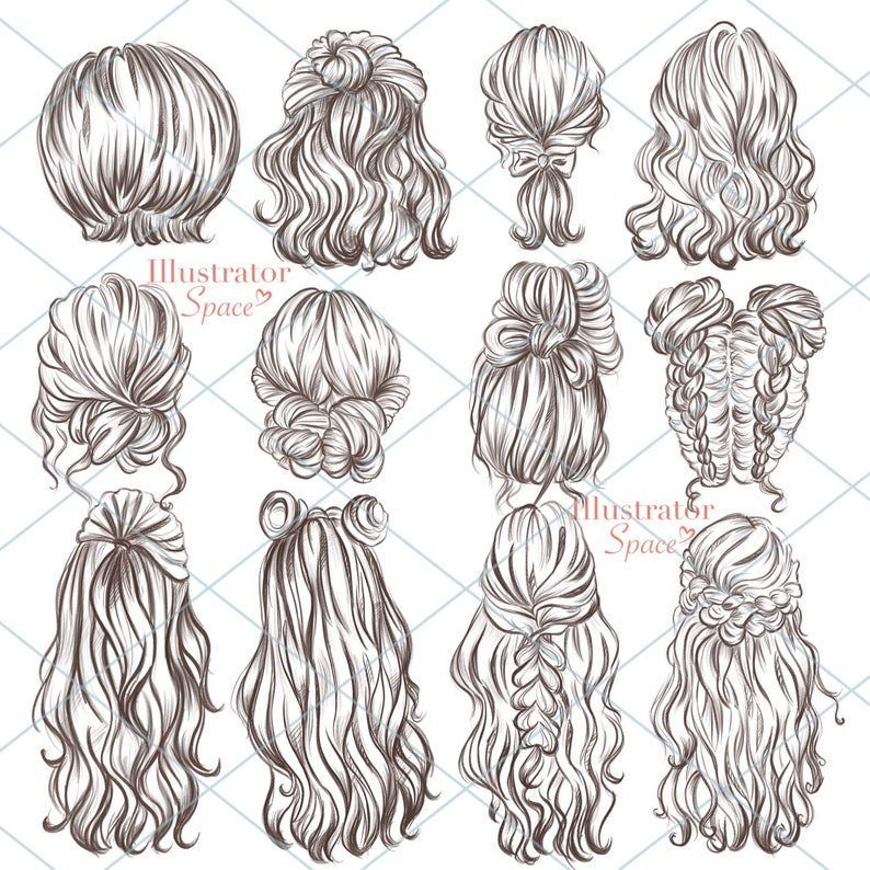 Hairstyles clipart hair set DIGITAL DOWNLOAD Custom hairstyles Hair clip art Character hair Fashion girl gift Planner Clipart, 12 png images - Hairstyles clipart hair set DIGITAL DOWNLOAD Custom hairstyles Hair clip art Character hair Fashion girl gift Planner Clipart, 12 png images -   15 style Hair draw ideas