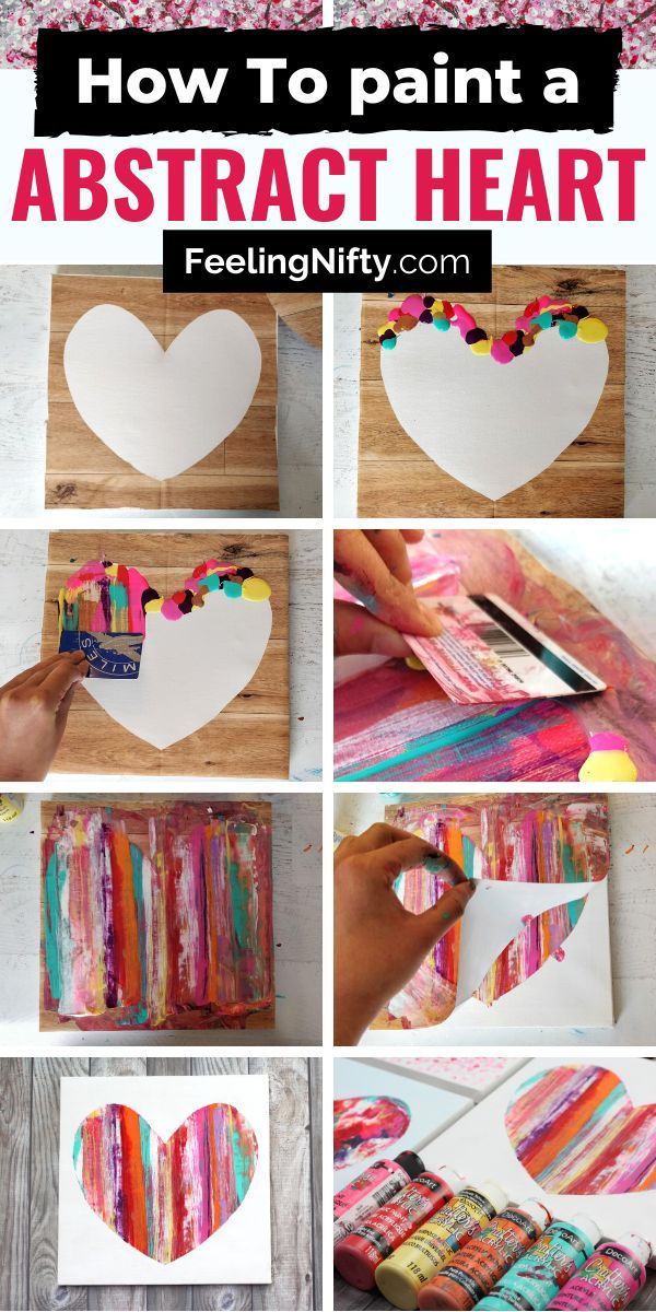 Heart Painting on Canvas - 3 ways! Easy Tutorial for Kids & Adults. - Heart Painting on Canvas - 3 ways! Easy Tutorial for Kids & Adults. -   17 diy Art for teens ideas