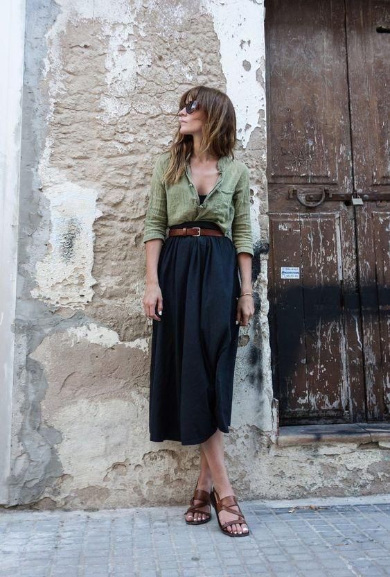 Midi Skirt With Belt - Midi Skirt With Belt -   17 style Simple feminine ideas