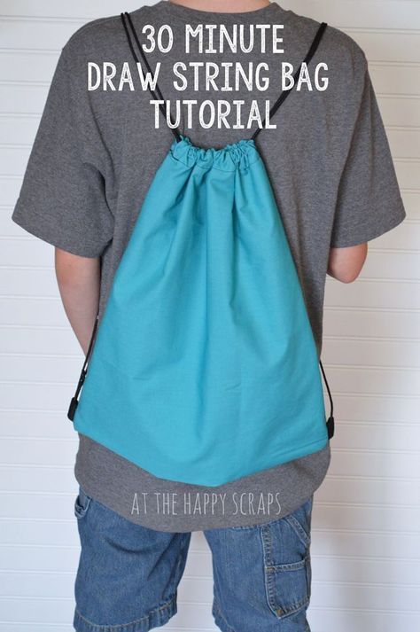 30 Minute Draw String Bag Tutorial - The Happy Scraps - 30 Minute Draw String Bag Tutorial - The Happy Scraps -   18 diy Bag drawstring ideas
