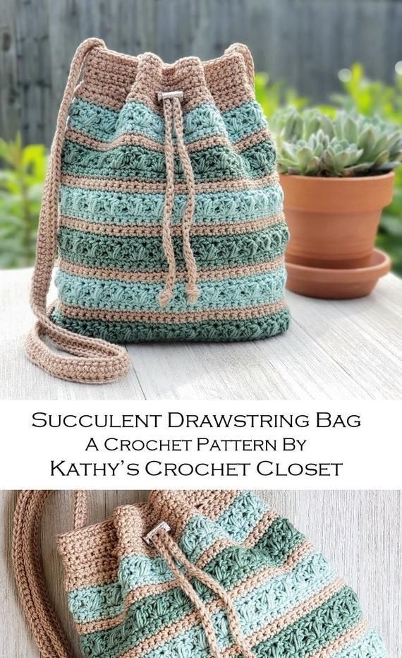 Crochet Bag PATTERN   Succulent Drawstring Bag  DIY Crochet | Etsy - Crochet Bag PATTERN   Succulent Drawstring Bag  DIY Crochet | Etsy -   18 diy Bag drawstring ideas