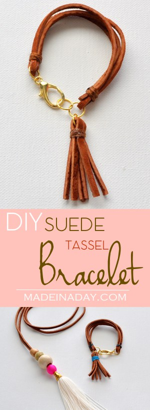 DIY Suede Tassel Bracelet - DIY Suede Tassel Bracelet -   18 diy Bracelets leather ideas