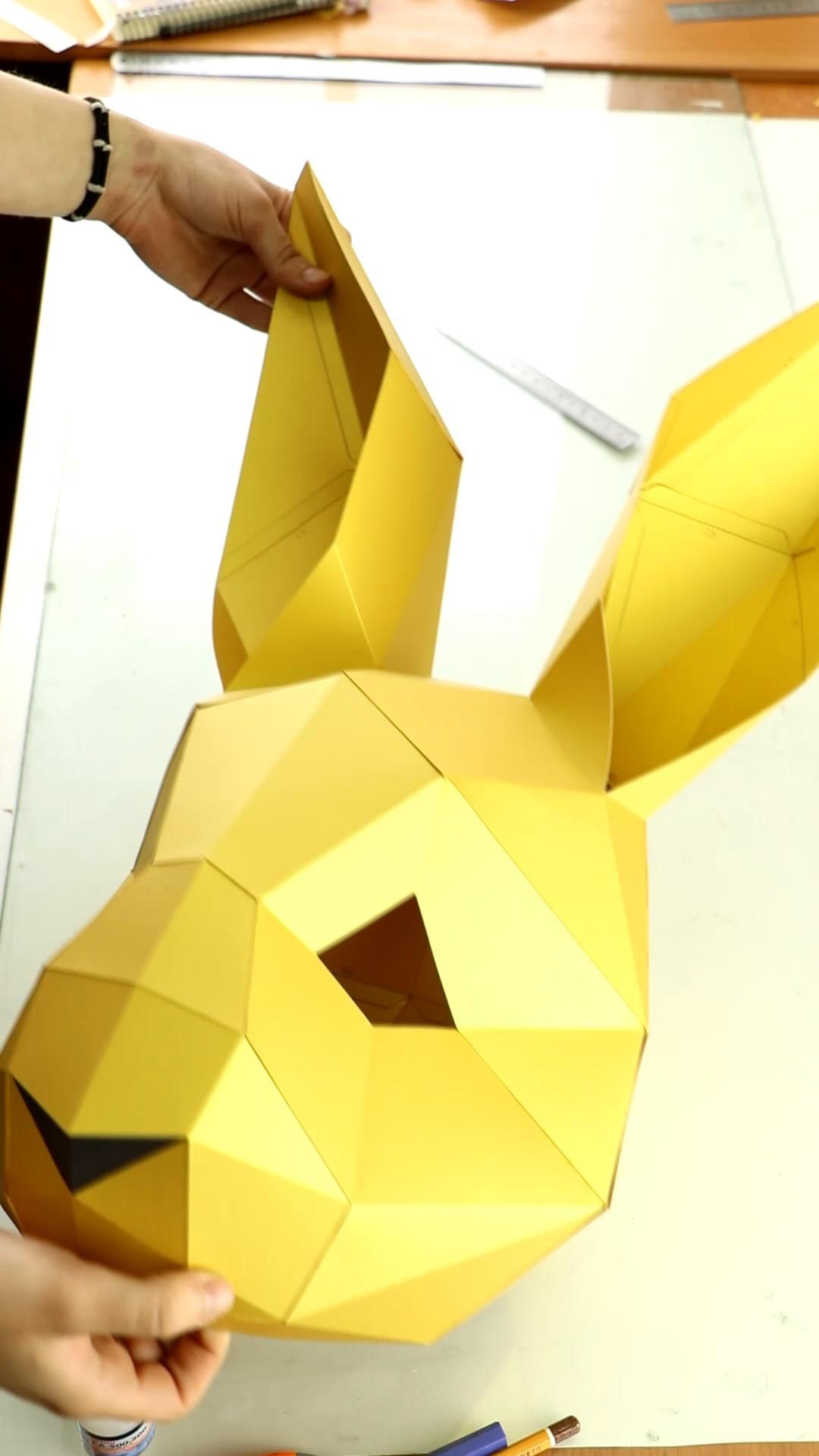 Rabbit Mask DIY, Low Poly Mask, Paper Craft Mask, Pdf Template 3D Mask - Rabbit Mask DIY, Low Poly Mask, Paper Craft Mask, Pdf Template 3D Mask -   18 diy Paper diamond ideas