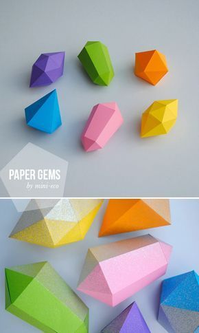 Paper gems (+ templates) - Paper gems (+ templates) -   18 diy Paper diamond ideas