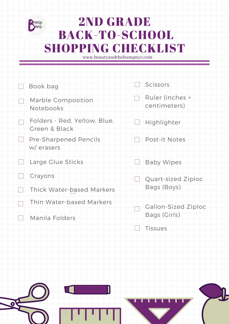2nd Grade Back to School Supply Shopping Checklist (Printable) - 2nd Grade Back to School Supply Shopping Checklist (Printable) -   18 diy School Supplies for 6th grade ideas